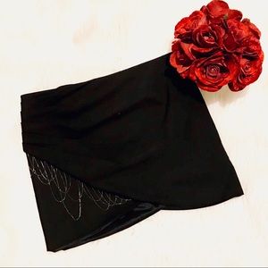 Bebe Gunmetal Chain Skirt